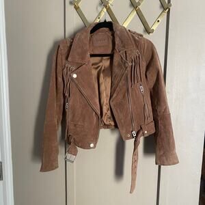 Blank NYC Suede Leather Belted Moto Jacket XS